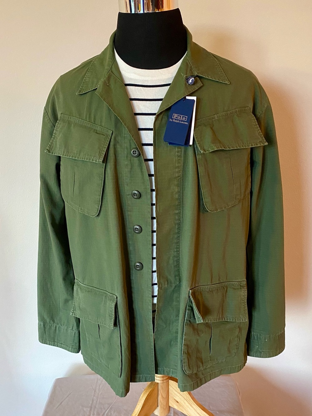 NWT Polo Ralph Lauren Men’s L Olive Ripstop Military Shirt Jacket
